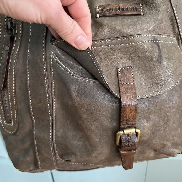 Calvalcanti Genuine Leather Handbag Shoulder Purse Crossbody Strap Made In Italy - Picture 3 of 16